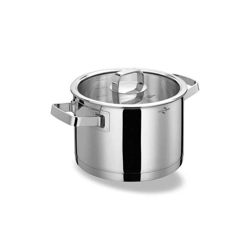 Casseruola acciaio inox con coperchio in vetro Ø20 lt.3,5 KÜCHENPROFI SAN REMO