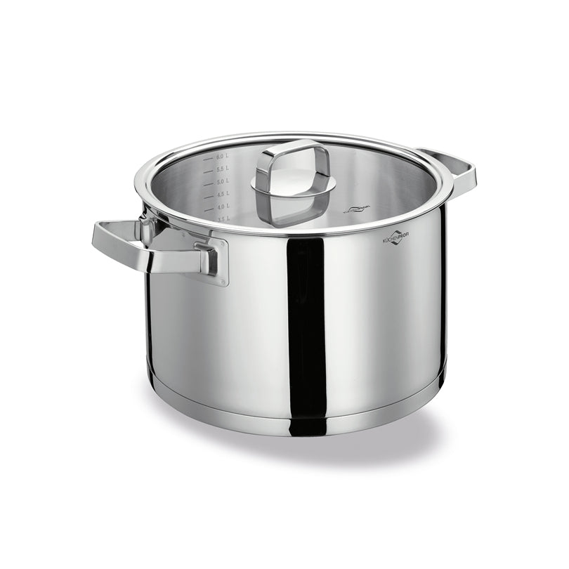 Casseruola acciaio inox con coperchio in vetro Ø24 lt.6,5 KÜCHENPROFI SAN REMO