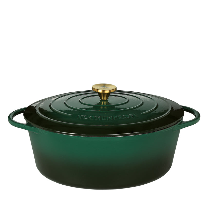 Segretto Cookware Forno Olandese Ovale In Ghisa Smaltata 7 Quarti Verde: Pentola Per Pane E Stufati, Adatta A Induzione