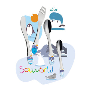 Set posate per bambini in acciaio Seaworld