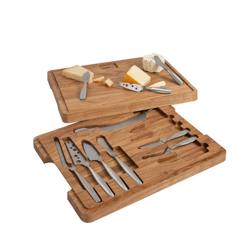 Cofanetto 10 coltelli formaggio + tagliere BOSKA Monaco inox