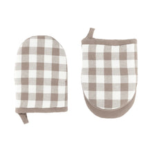 Carica l&#39;immagine nel visualizzatore di Gallery, Set 2 presine pinza Gingham Taupe
