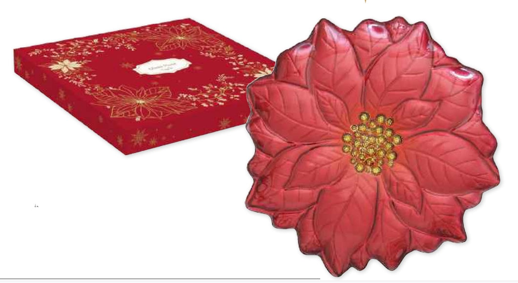 Piatto in vetro forma fiore rosso GLASS PLATE