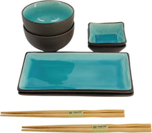Carica l&#39;immagine nel visualizzatore di Gallery, Set sushi 8 pezzi Tokyo Design Studio Glassy Turquoise
