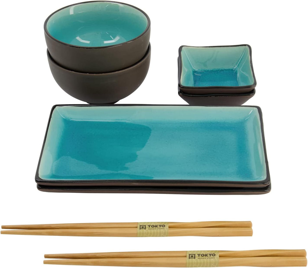 Set sushi 8 pezzi Tokyo Design Studio Glassy Turquoise