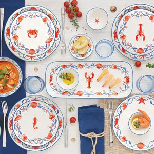 Set aperitivo porcellana e vassoio acacia COTE DE MER