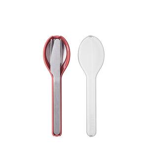 Set 3pz posate acciaio in custodia Ellipse rosa