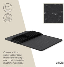 Carica l&#39;immagine nel visualizzatore di Gallery, Tappetino in microfibra con scolapiatti UDry nero Umbra
