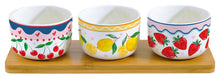 Carica l'immagine nel visualizzatore di Gallery, Set aperitivo 3 ciotole con vassoio in bamboo Fruit Mania - Saldi
