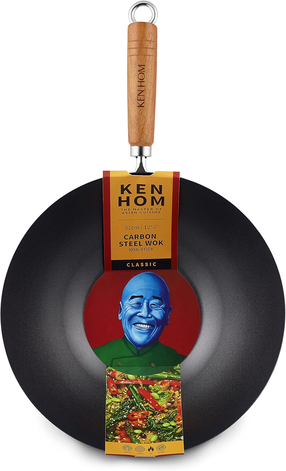 WOK Ken Hom in acciaio al carbonio antiaderente Ø27