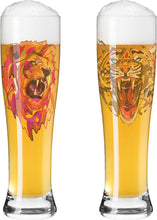 Carica l&#39;immagine nel visualizzatore di Gallery, Confezione 2 bicchieri da birra BRAUCHZEIT #21,#22 &quot;Tigre e Leone&quot; RITZENHOFF
