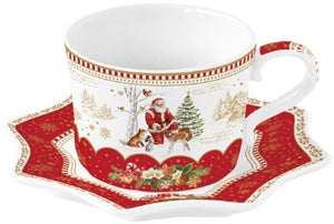 Set 2 tazzine da caffè con piattino collezione Christmas Memories