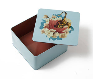 Scatola quadrata in metallo Tiger Flower