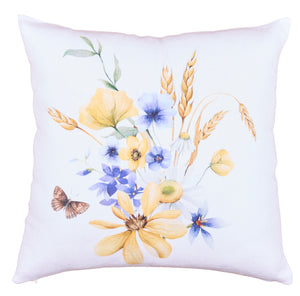 Cuscino imbottito 100% lino 45x45 Mazzo di fiori e grano