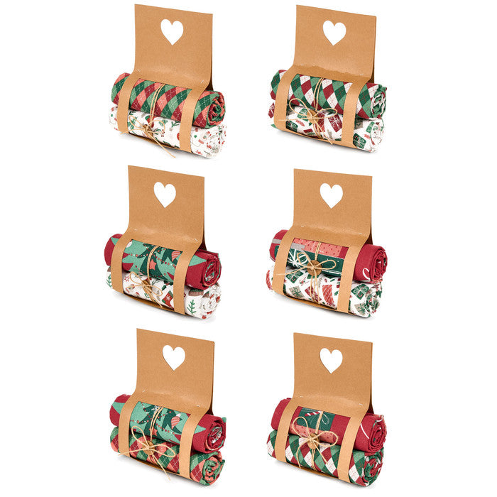 Set 2 strofinacci natalizi in confezione regalo Christmas Carol NUVOLE DI STOFFA