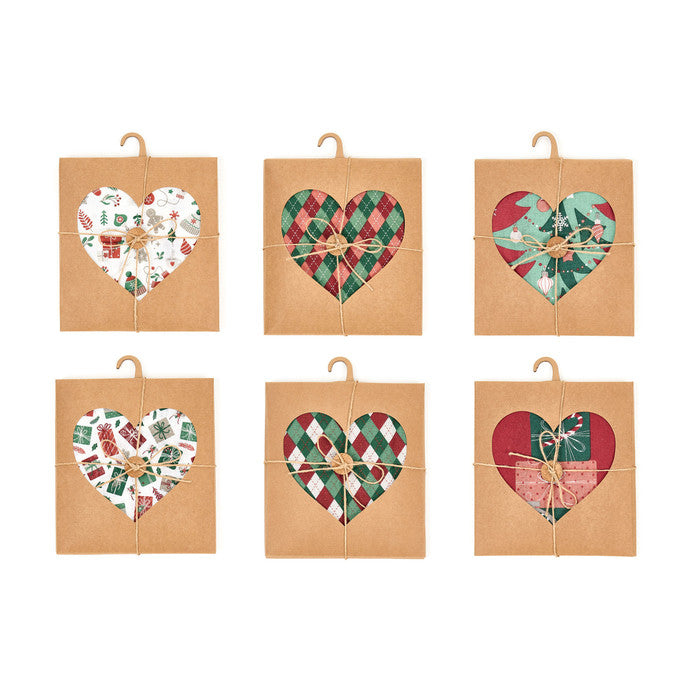 Set 2 strofinacci natalizi in confezione regalo cuore Christmas Carol NUVOLE DI STOFFA