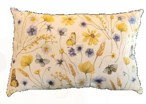 Cuscino imbottito 100% lino 60x40 Pattern Fiori e Grano