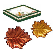 Carica l&#39;immagine nel visualizzatore di Gallery, Set 2 piattini in vetro foglia d&#39;acero 17x14 Forest Dream Ocra/Rosso
