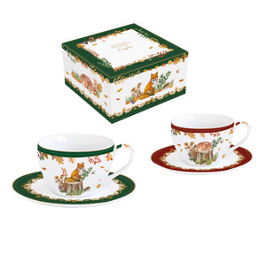 Set 2 tazze 240ml con piattino Forest Dream