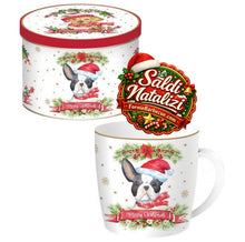 Carica l'immagine nel visualizzatore di Gallery, Tazza porcellana in scatola di metallo Xmas Dogs Bulldog

