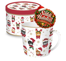 Carica l'immagine nel visualizzatore di Gallery, Tazza porcellana in scatola di metallo Xmas Friends Cats
