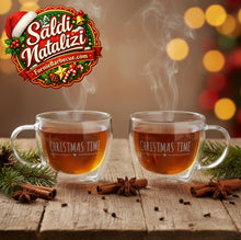 Carica l'immagine nel visualizzatore di Gallery, Set da 2 tazze in vetro con scritta Christmas Time  NUVOLE DI STOFFA
