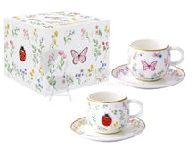 Carica l&#39;immagine nel visualizzatore di Gallery, Set 2 tazzine espresso Fancy Garden - Cocinella e Farfalla
