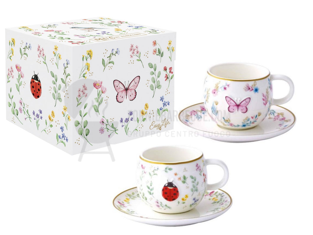 Set 2 tazzine espresso Fancy Garden - Cocinella e Farfalla
