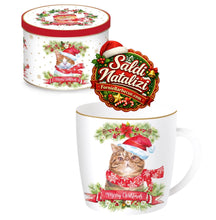 Carica l'immagine nel visualizzatore di Gallery, Tazza porcellana in scatola di metallo Christmas Cats 2
