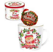 Carica l'immagine nel visualizzatore di Gallery, Tazza porcellana in scatola di metallo Christmas Cats 4
