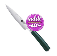 Carica l'immagine nel visualizzatore di Gallery, Coltello multiuso forgiato lama 12cm  MIDORI in cofanetto bambù - Prezzo Outlet
