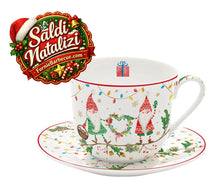 Carica l'immagine nel visualizzatore di Gallery, Tazza colazione con piatto in porcellana  Ready For Christmas - Saldi
