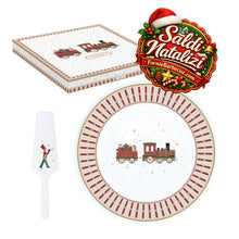 Carica l'immagine nel visualizzatore di Gallery, Piatto torta con paletta Ø32 Polar Express - Prezzo Outlet
