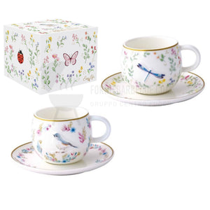 Set 2 tazzine espresso Fancy Garden - Uccellino e Libellula