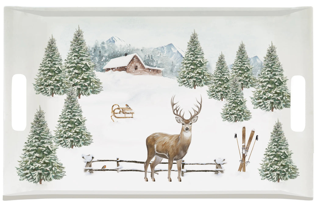 Vassoio con manici in melammina White Forest