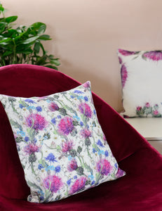 Cuscino imbottito 100% lino 45x45 Fiori di Cardo