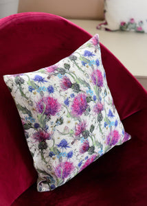 Cuscino imbottito 100% lino 45x45 Fiori di Cardo