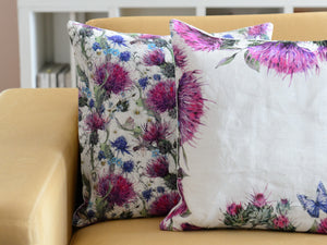 Cuscino imbottito 100% lino 45x45 Fiori di Cardo