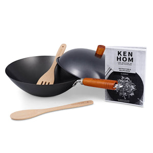 Set WOK + coperchio e accessori Ken Hom in acciaio al carbonio antiaderente Ø31