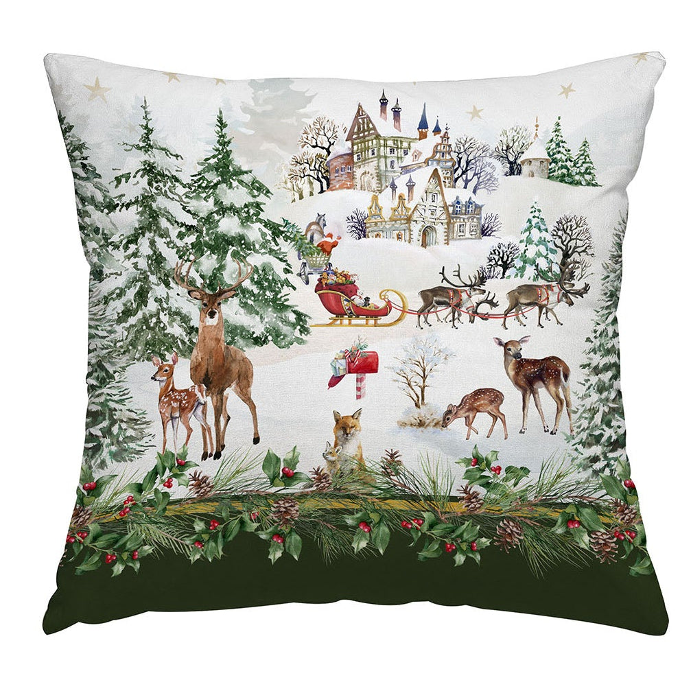 Cuscino effetto velluto 50x50 Christmas Village Verde