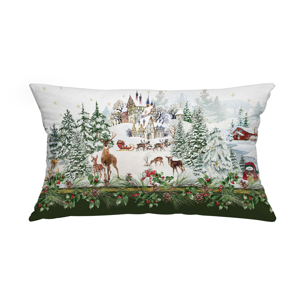 Cuscino effetto velluto 35x60 Christmas Village Verde