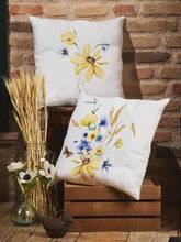 Carica l&#39;immagine nel visualizzatore di Gallery, Cuscino imbottito 100% lino 45x45 Mazzo di fiori e grano
