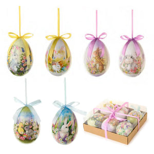 Asssortimento 6 uova pasquali decorative cm.10 - Nuvole di Stoffa