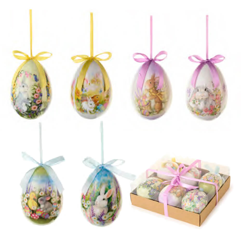 Asssortimento 6 uova pasquali decorative cm.10 - Nuvole di Stoffa