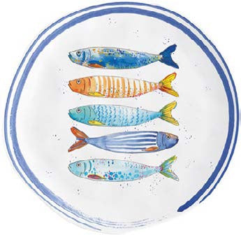 Piatto piano porcellana Ø21 Bord De Mer Pesci Easy Life