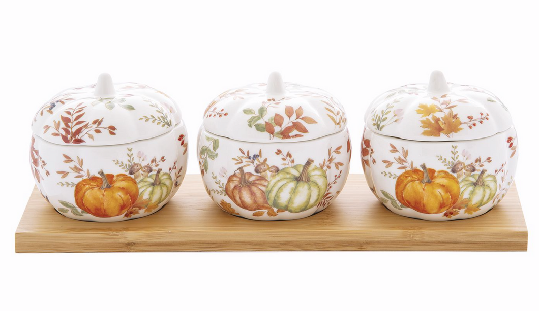 Set aperitivo 3 ciotole a forma di zucca Harvest