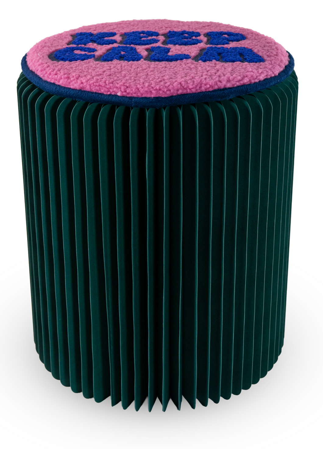 Sgabello pieghevole in carta con cuscino Keep Calm