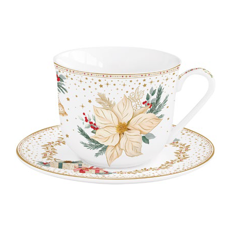 Tazza colazione con piatto WHITE ELEGANCE