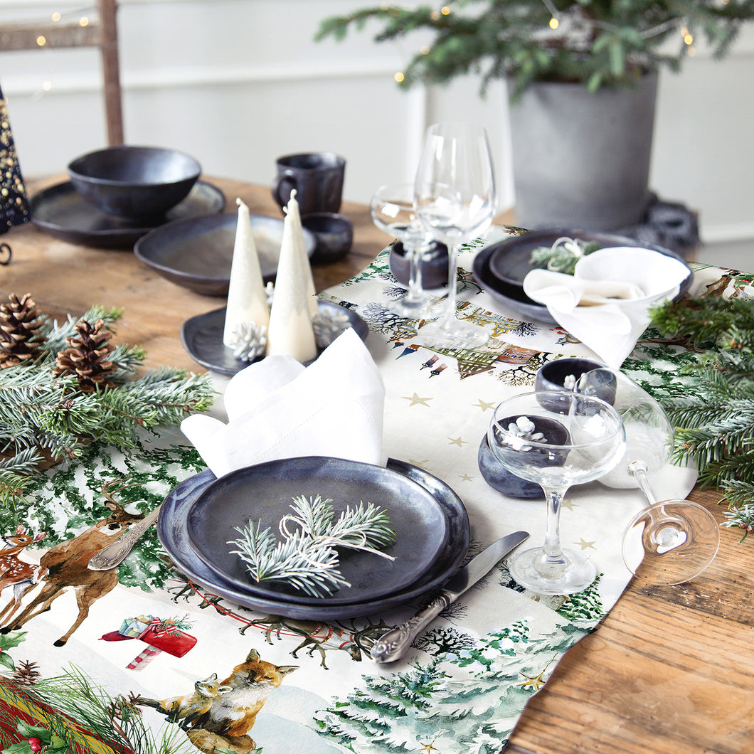 Runner antimacchia 50x150 Christmas Village Rosso