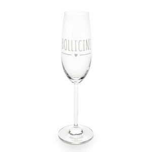 Set da 2 calici flute con scritta BOLLICINE My Home NUVOLE DI STOFFA